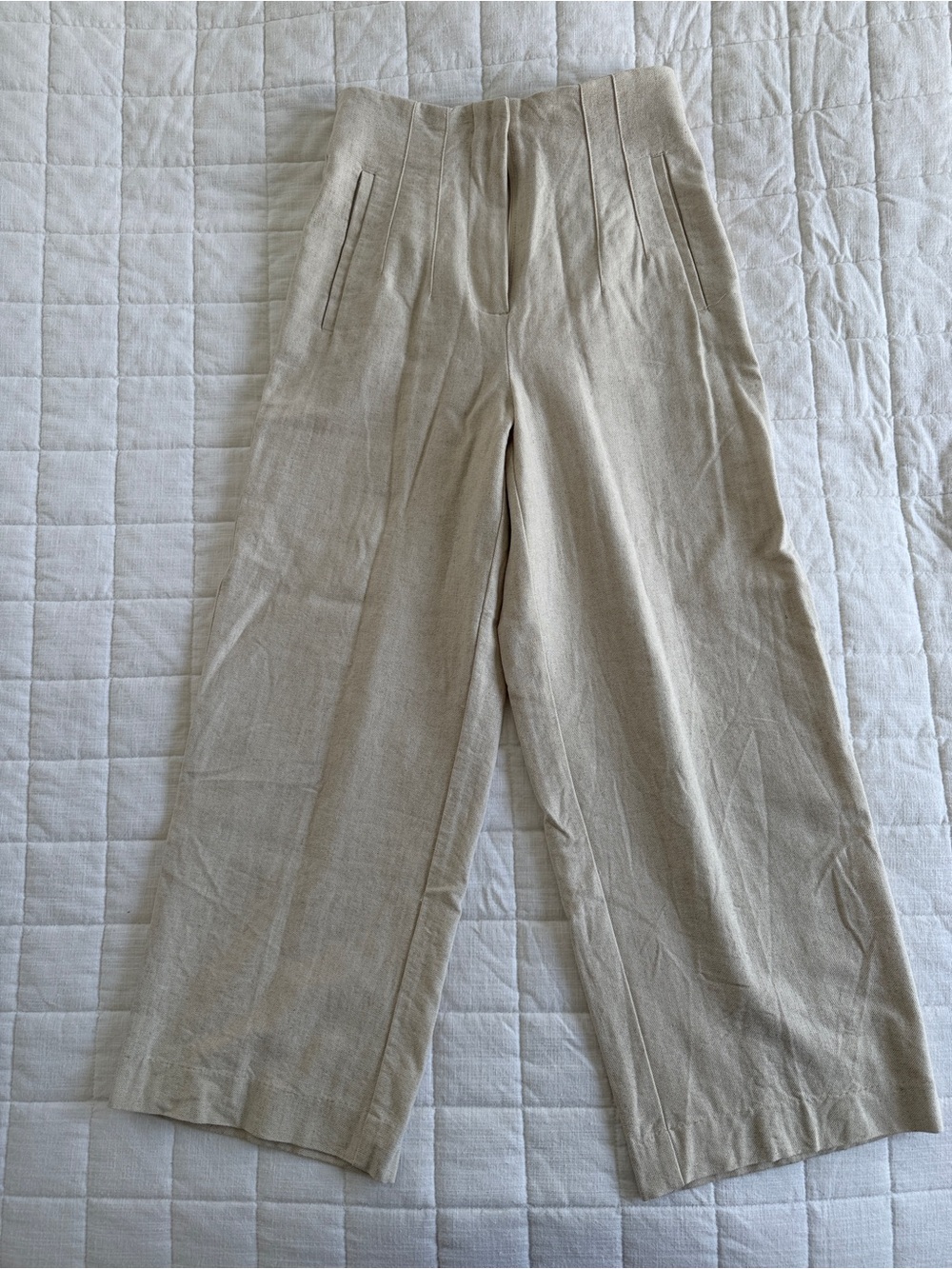 Zara high waist linen blend pant